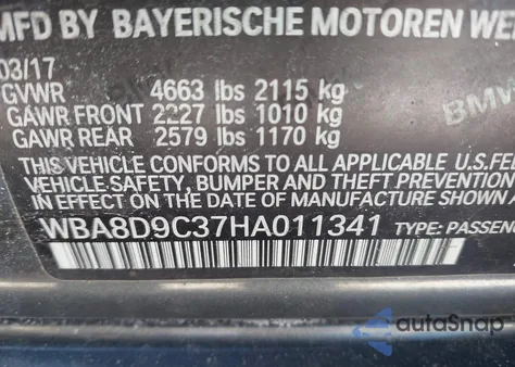 2017 BMW 330I xDrive z USA, uszkodzony, nr VIN WBA8D9C37HA011341